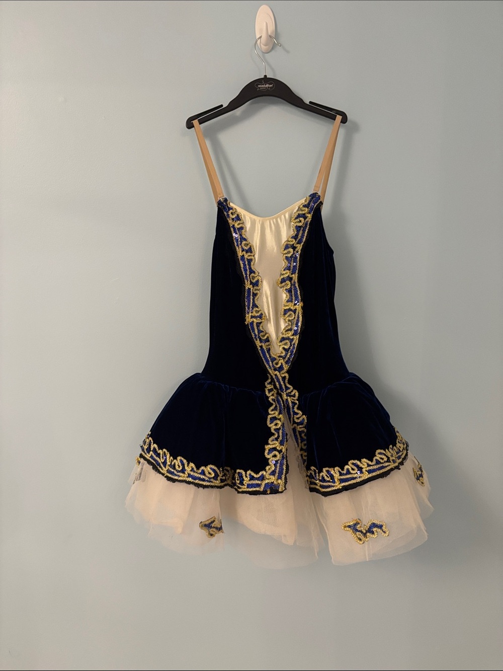 Revolution Kids Dance Costume Navy Blue and Cream Velvet Tutu